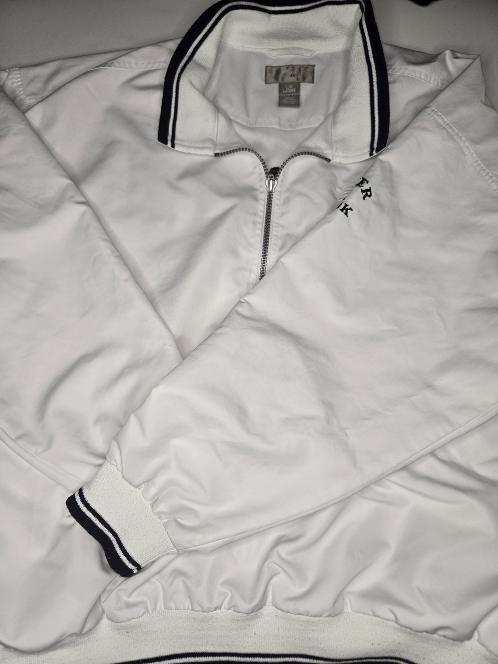 Cutter& Buck Preppy White Half-Zip Pullover with Navy Trim